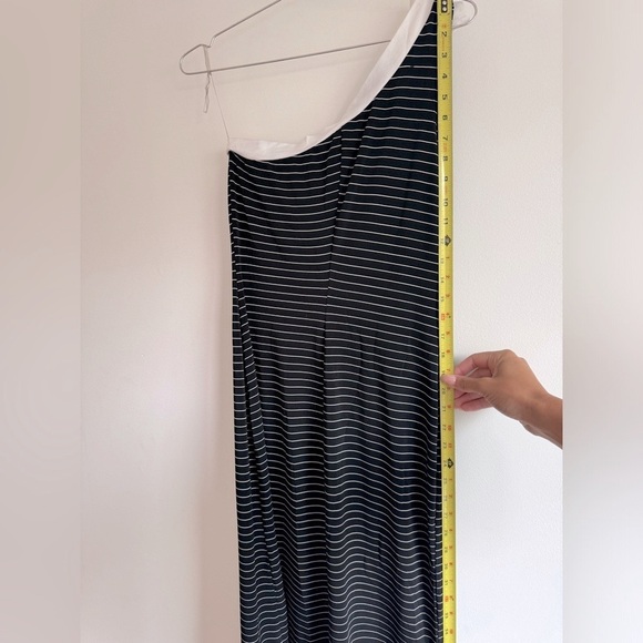 Vintage Y2K Asymmetrical Dress Black White Stripe - Picture 4 of 9